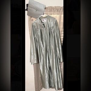 Silver Graduation Gown and Cap Set